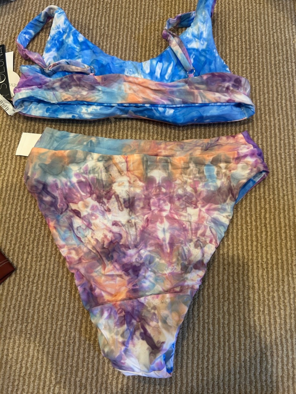 NWT SOLUNA swim reversible Tie-Dye high waist Bikini Set size medium - Picture 5 of 10